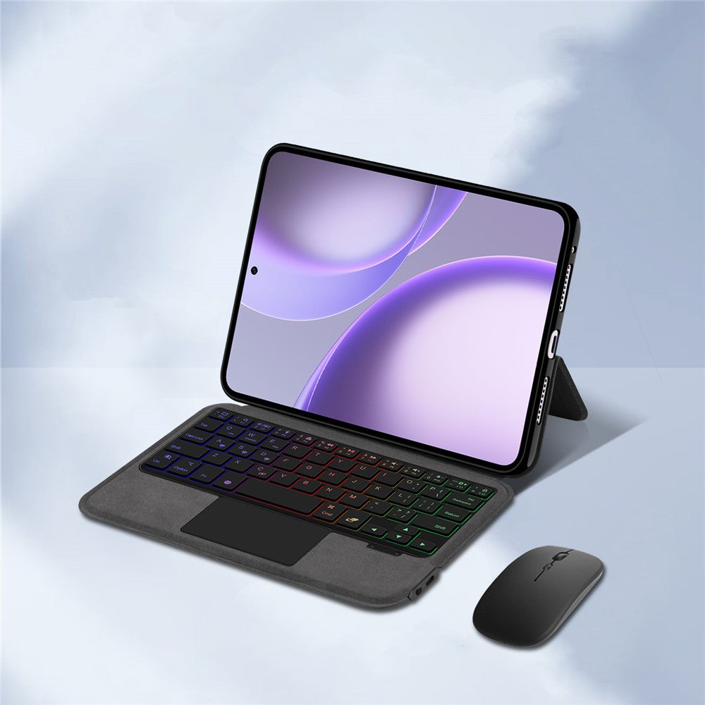 Läderfodral till Oppo Pad Mini + Pekplatta, Bluetooth-kompatibelt tangentbord med bakgrundsbelysning