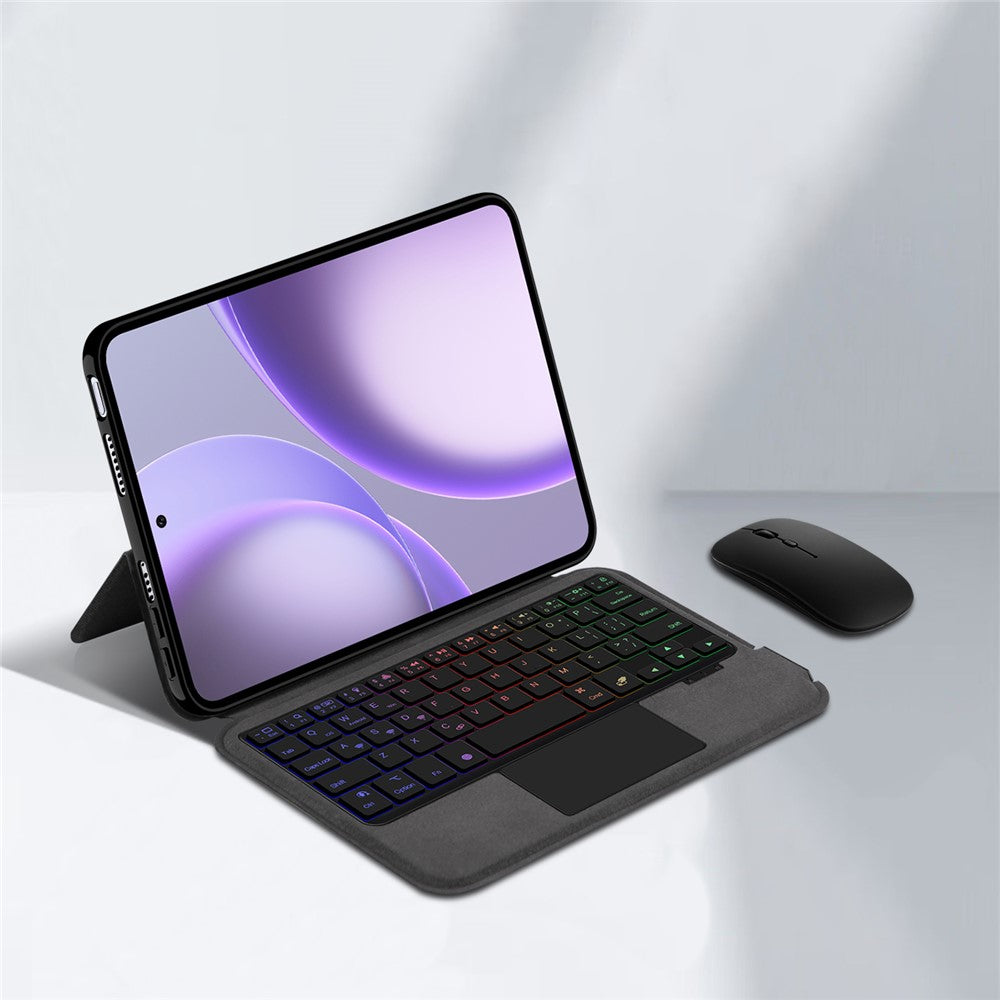 Läderfodral till Oppo Pad Mini + Pekplatta, Bluetooth-kompatibelt tangentbord med bakgrundsbelysning