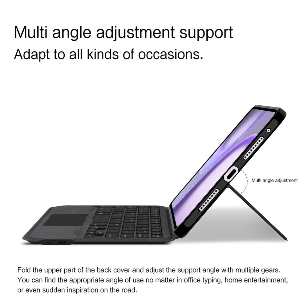 Läderfodral till Oppo Pad Mini + Pekplatta, Bluetooth-kompatibelt tangentbord med bakgrundsbelysning