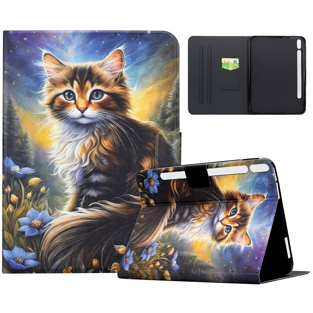 Til Samsung Galaxy Tab S9+ Etui, Mønsterprintet Stativ Læder Tablet Cover med Kortlommer