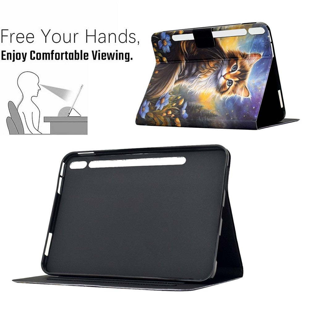 Til Samsung Galaxy Tab S9+ Etui, Mønsterprintet Stativ Læder Tablet Cover med Kortlommer