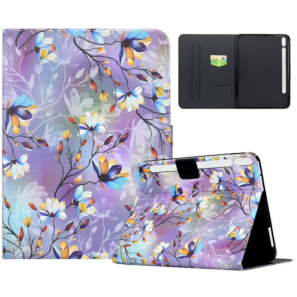 Til Samsung Galaxy Tab S9+ Etui, Mønsterprintet Stativ Læder Tablet Cover med Kortlommer