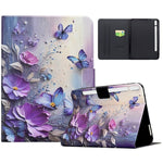 Til Samsung Galaxy Tab S9+ Etui, Mønsterprintet Stativ Læder Tablet Cover med Kortlommer