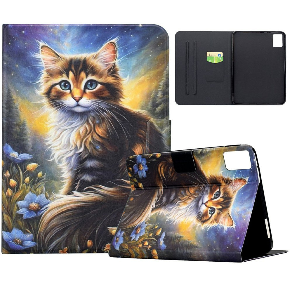 For Lenovo Xiaoxin Pad 11 2025 Case Pattern Printing Stand Leather Tablet Cover with Card Slots