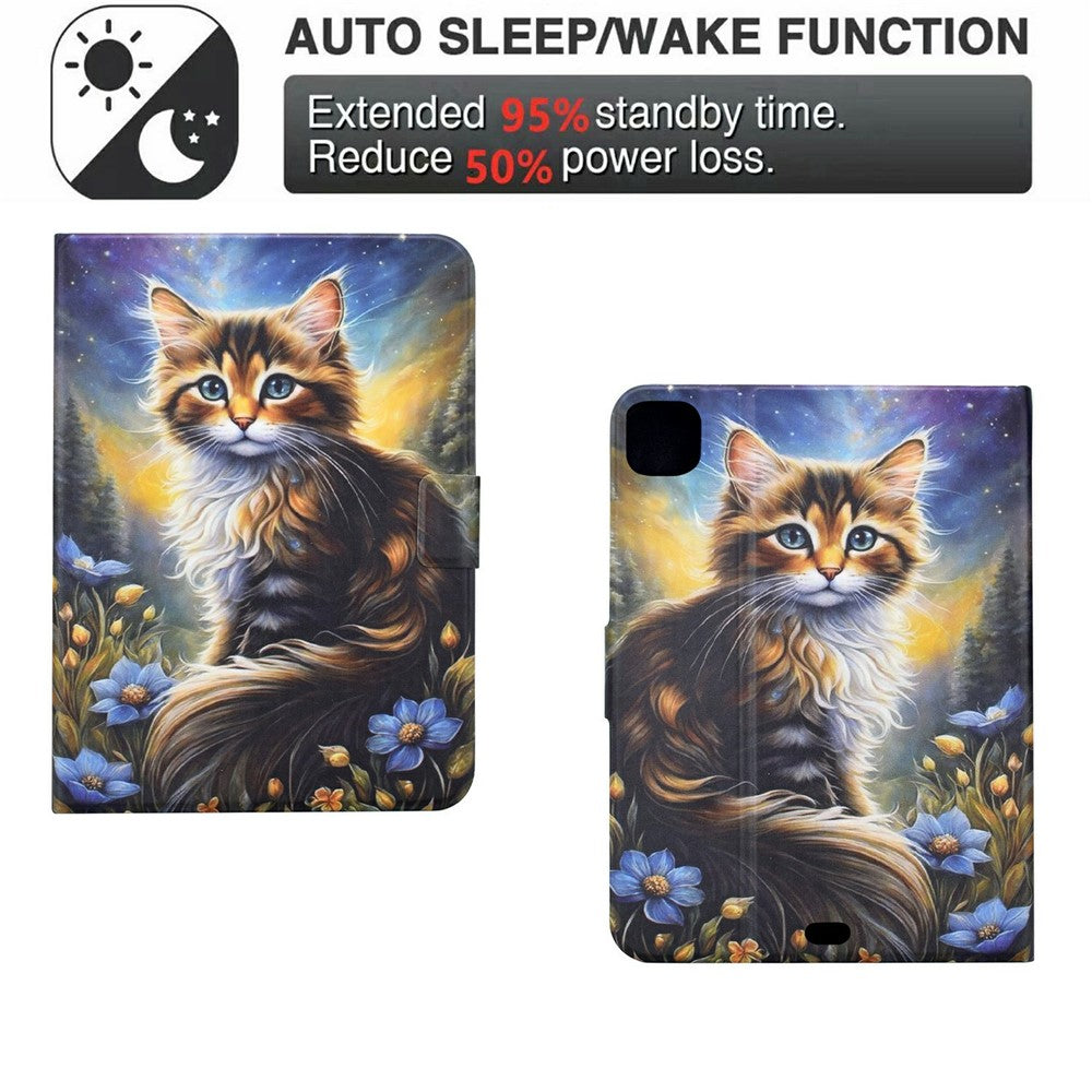 For Xiaomi Pad 7 / Pad 7 Pro Case Pattern Printing Stand Leather Tablet Cover with Card Slots
