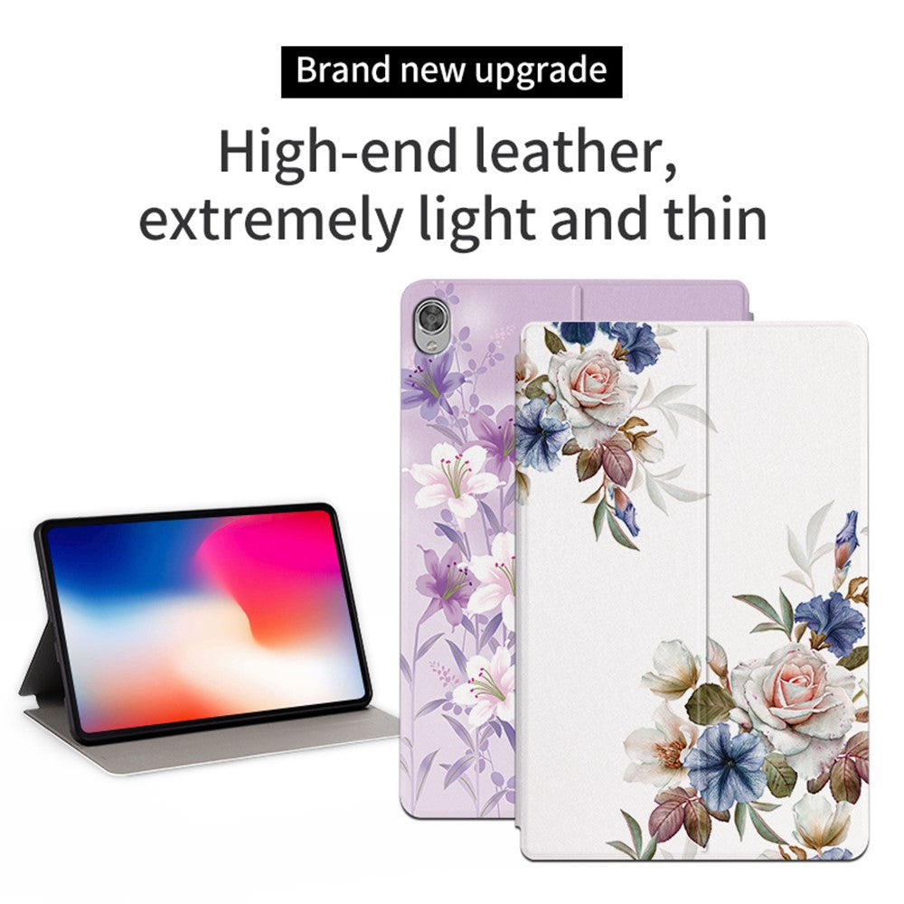 For Lenovo Tab M10 TB-X605F / X505 10.1-inch Well-protected Flower Pattern Printed Tablet Case Leather + TPU Anti-drop Folio Flip Cover with Stand