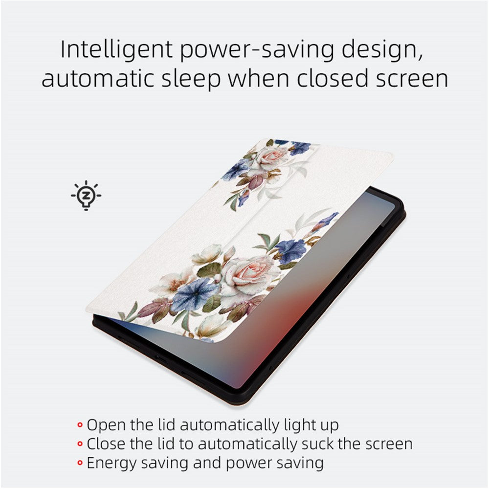 For Lenovo Tab M10 TB-X605F / X505 10.1-inch Well-protected Flower Pattern Printed Tablet Case Leather + TPU Anti-drop Folio Flip Cover with Stand