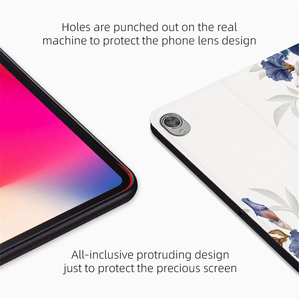 For Lenovo Tab M10 TB-X605F / X505 10.1-inch Well-protected Flower Pattern Printed Tablet Case Leather + TPU Anti-drop Folio Flip Cover with Stand