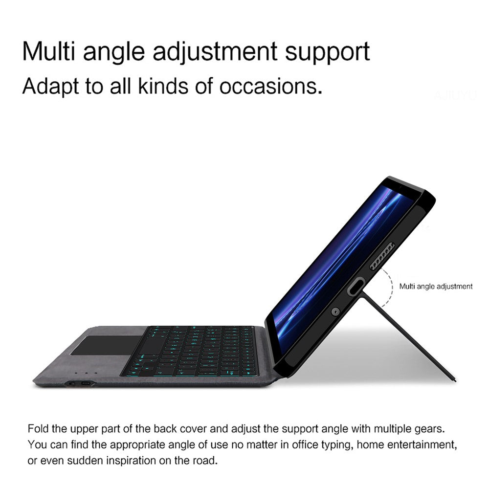 For Xiaomi Redmi Pad 2 SE Leather Case + Touchpad Bluetooth-Compatible Keyboard with Backlit