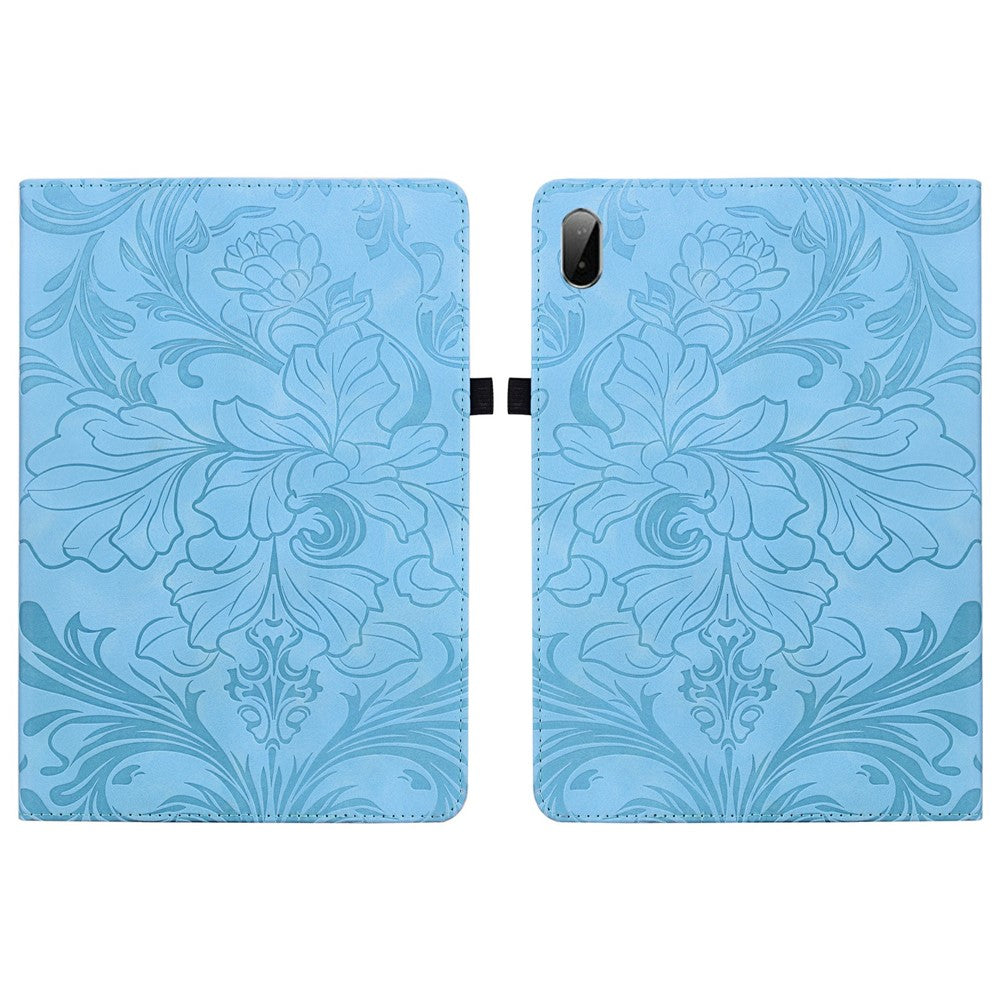 For Lenovo Tab Plus Case Floral Pattern Folio PU Leather Tablet Cover with Card Slots
