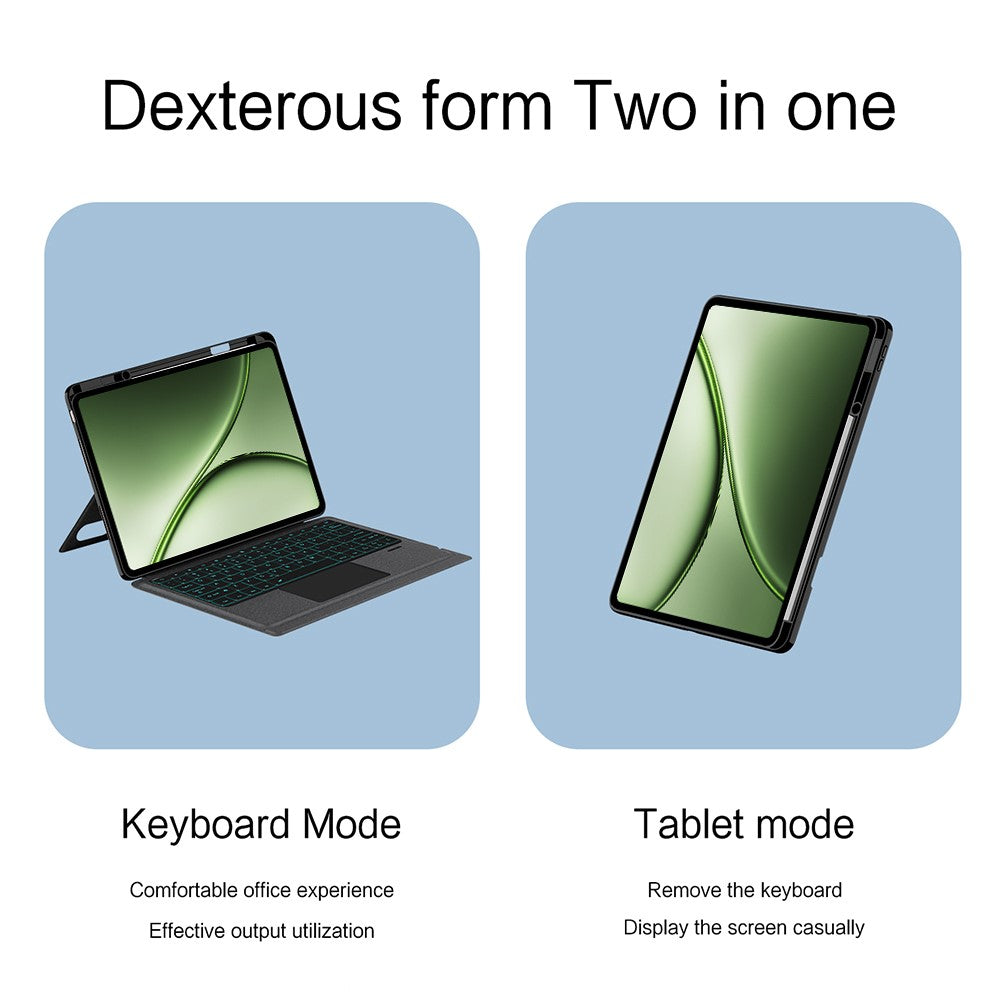 For OnePlus Pad 3 Pro Leather Case + Bluetooth-Compatible Keyboard with Backlight Trackpad