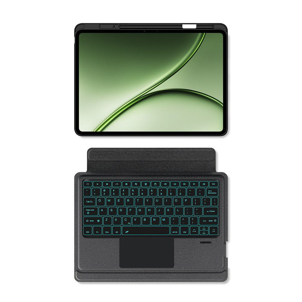 For OnePlus Pad 3 Pro Leather Case + Bluetooth-Compatible Keyboard with Backlight Trackpad