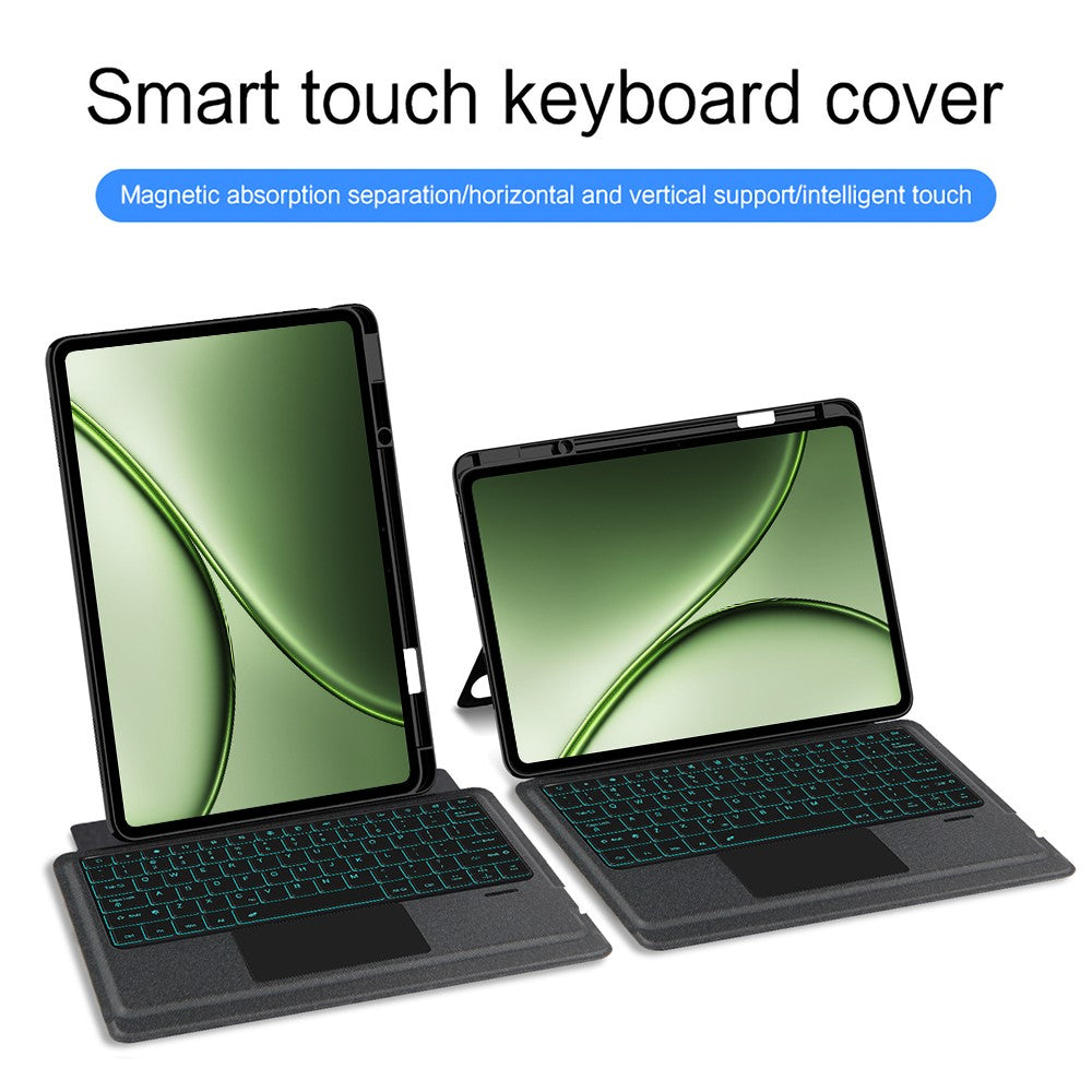 For OnePlus Pad 3 Pro Leather Case + Bluetooth-Compatible Keyboard with Backlight Trackpad