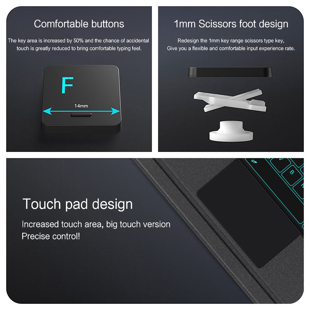 For OnePlus Pad 3 Pro Leather Case + Bluetooth-Compatible Keyboard with Backlight Trackpad