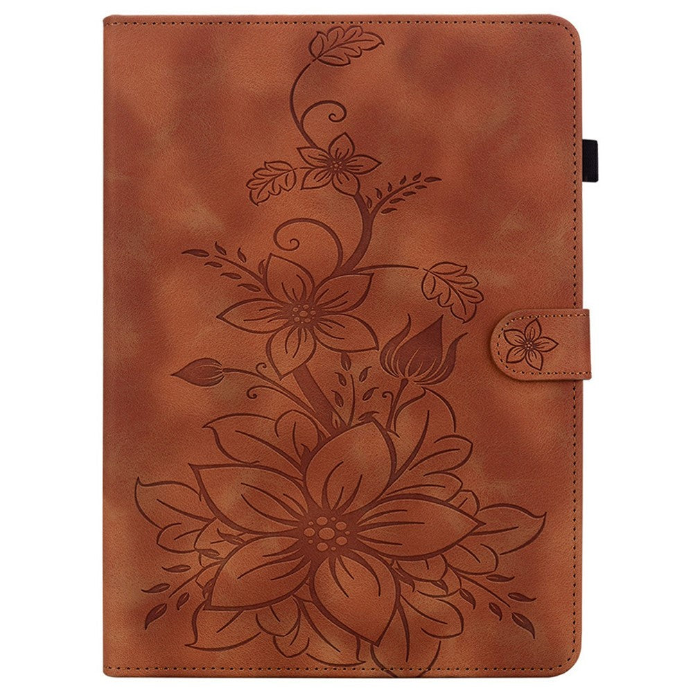 For Oppo Pad Mini Case Lily Flower Imprint Card Slots Leather Tablet Cover