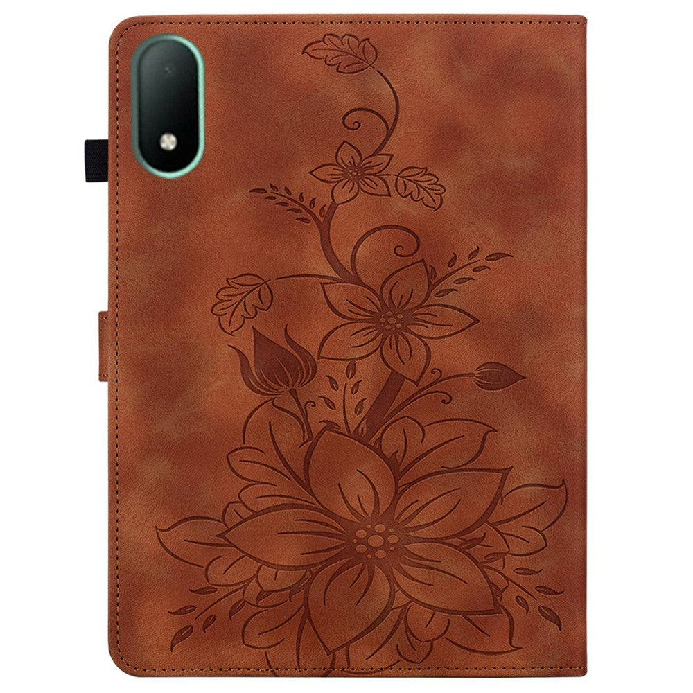 For Oppo Pad Mini Case Lily Flower Imprint Card Slots Leather Tablet Cover