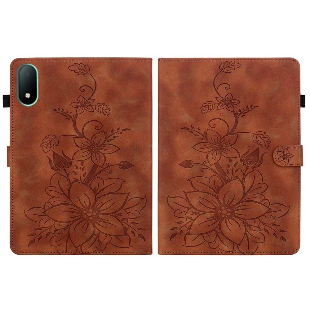 For Oppo Pad Mini Case Lily Flower Imprint Card Slots Leather Tablet Cover