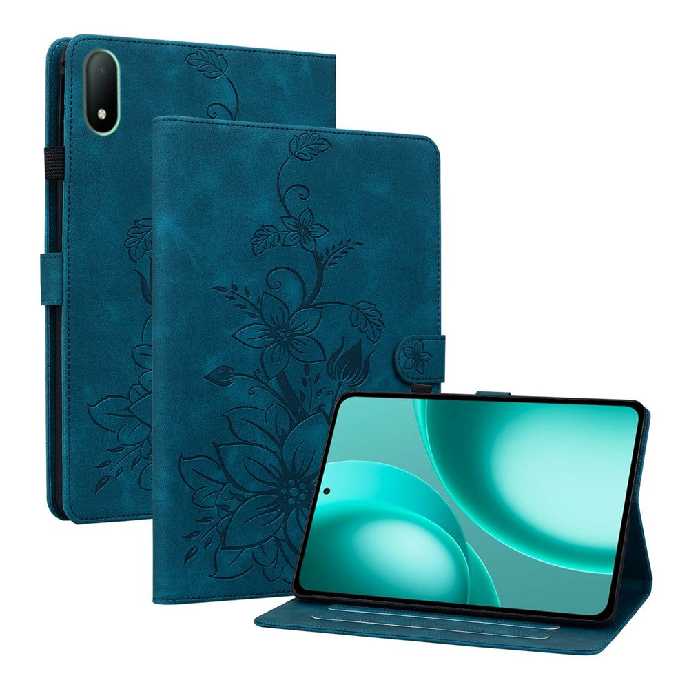 For Oppo Pad Mini Case Lily Flower Imprint Card Slots Leather Tablet Cover