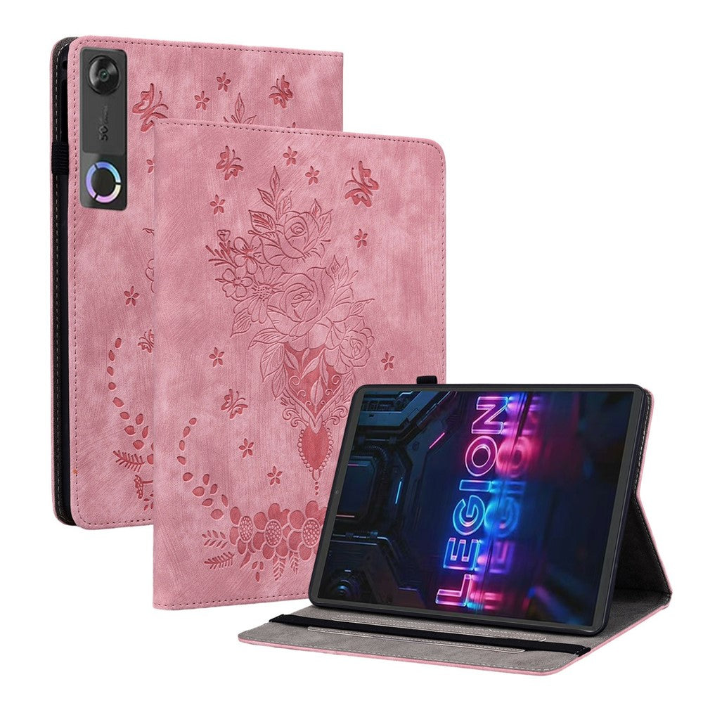 For Lenovo Tab Gen 5 / Legion Y700 (Gen 5) Case Card Holder Anti-Scratch Leather Cover Rose Flower Imprint