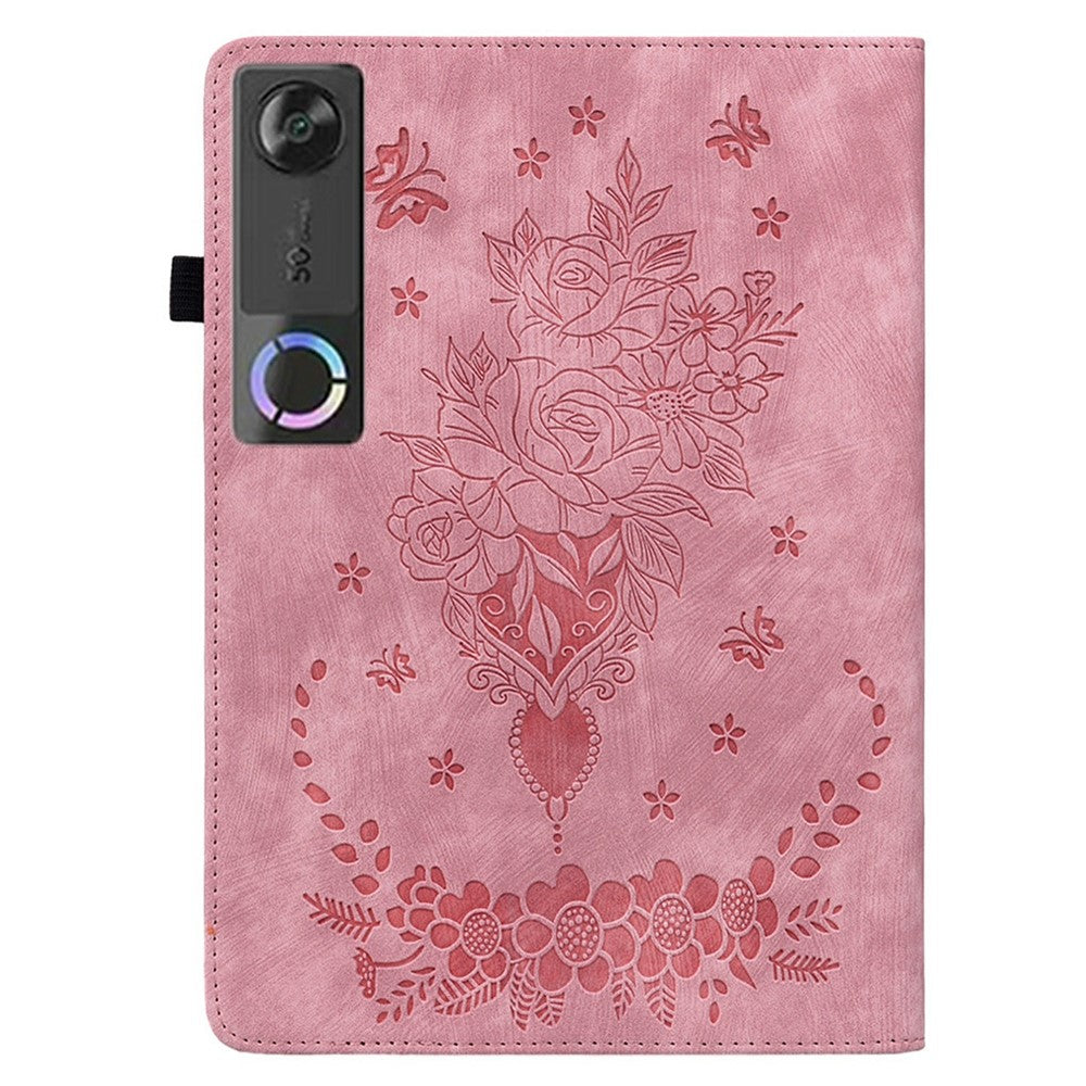 For Lenovo Tab Gen 5 / Legion Y700 (Gen 5) Case Card Holder Anti-Scratch Leather Cover Rose Flower Imprint