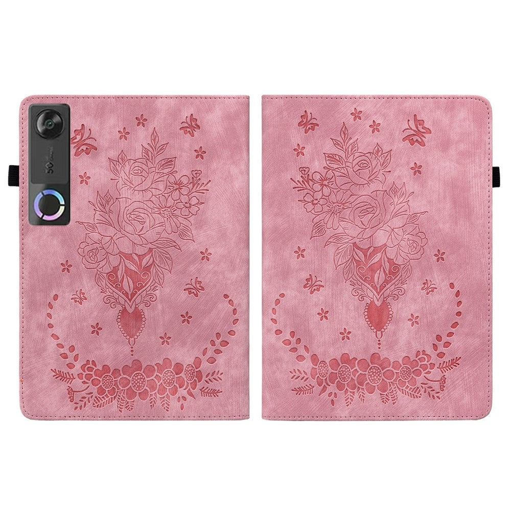 For Lenovo Tab Gen 5 / Legion Y700 (Gen 5) Case Card Holder Anti-Scratch Leather Cover Rose Flower Imprint