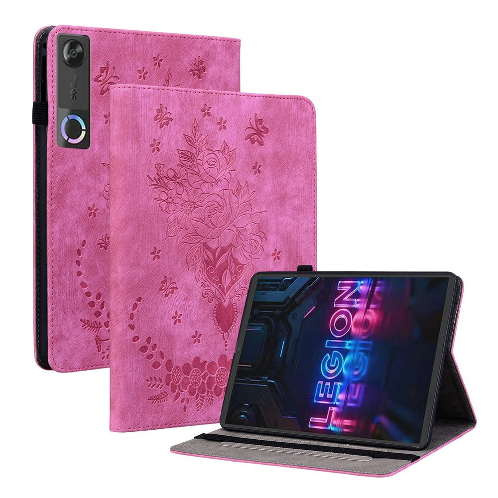 For Lenovo Tab Gen 5 / Legion Y700 (Gen 5) Case Card Holder Anti-Scratch Leather Cover Rose Flower Imprint