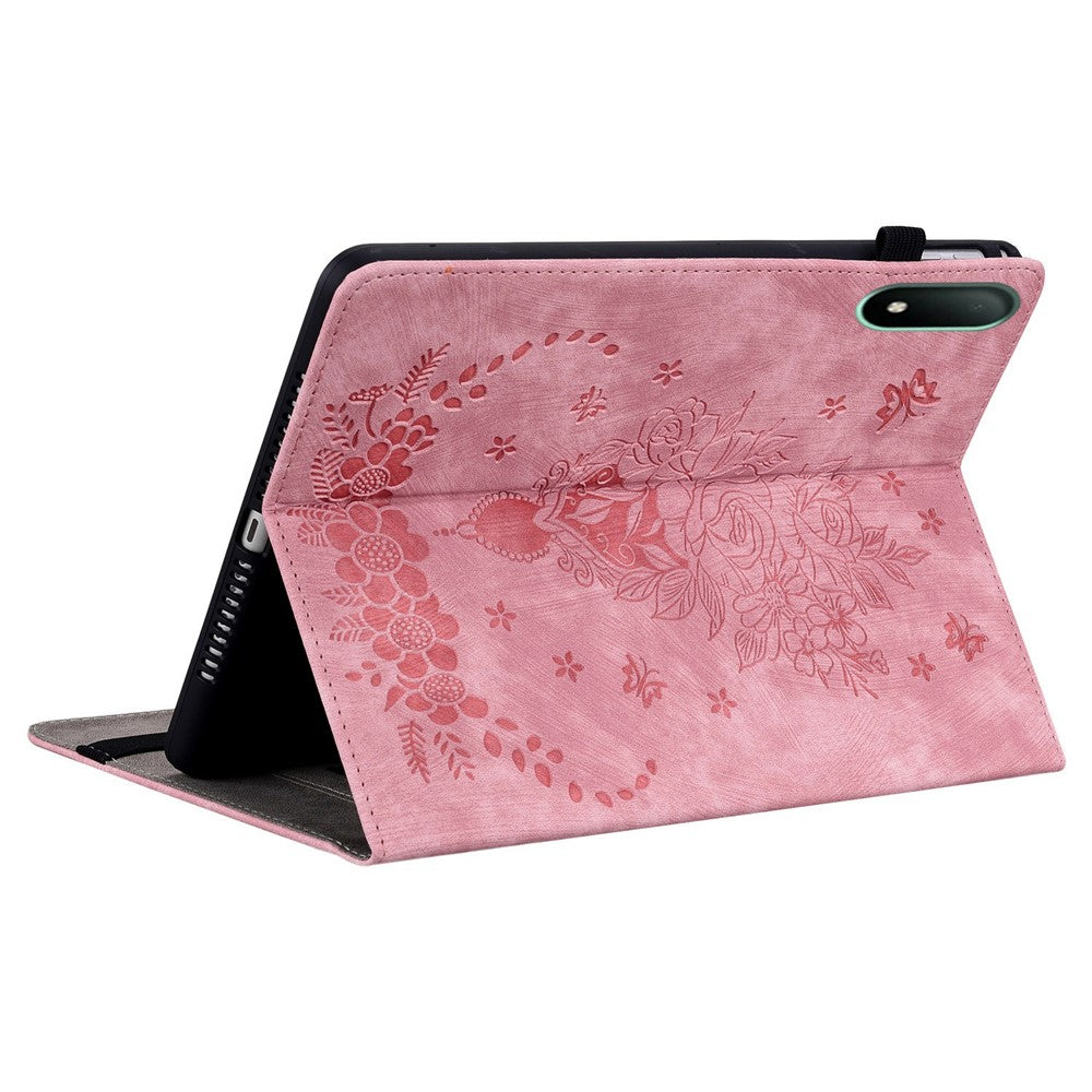 For Oppo Pad Mini Case Card Holder Anti-Scratch Leather Cover Rose Flower Imprint