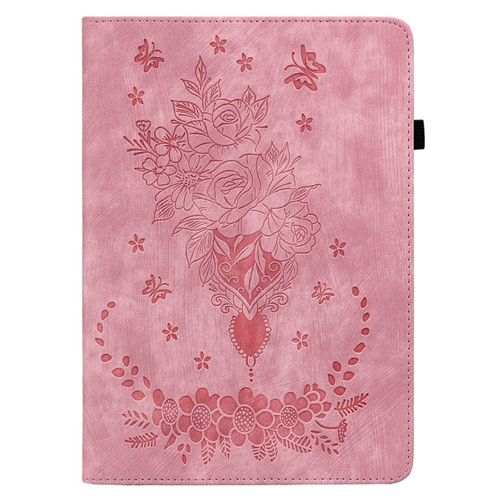 For Oppo Pad Mini Case Card Holder Anti-Scratch Leather Cover Rose Flower Imprint