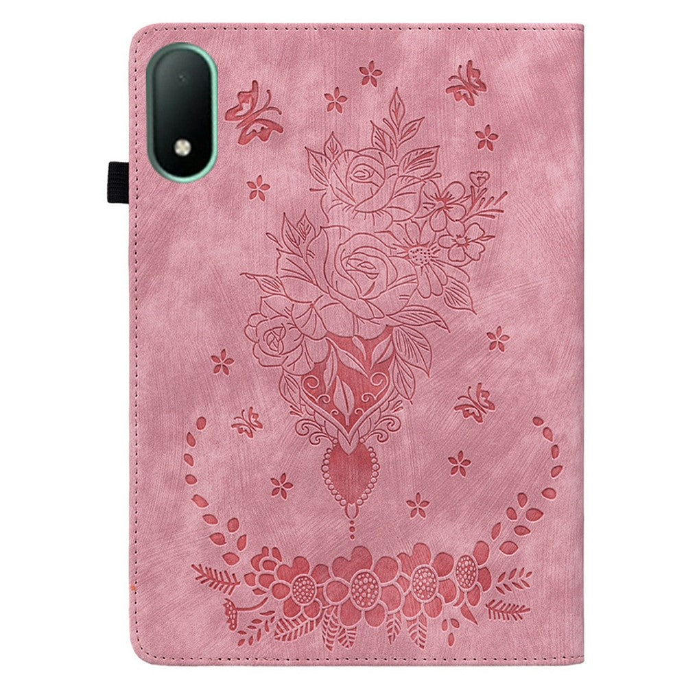 For Oppo Pad Mini Case Card Holder Anti-Scratch Leather Cover Rose Flower Imprint