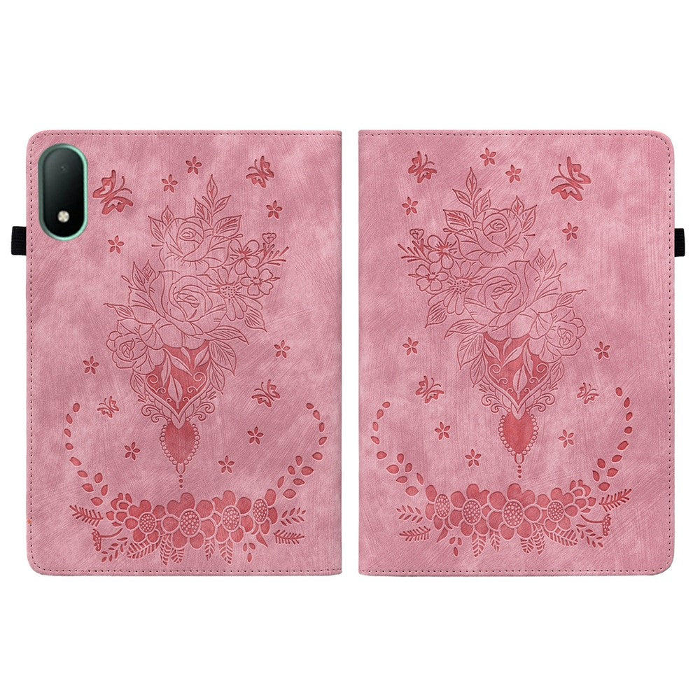 For Oppo Pad Mini Case Card Holder Anti-Scratch Leather Cover Rose Flower Imprint