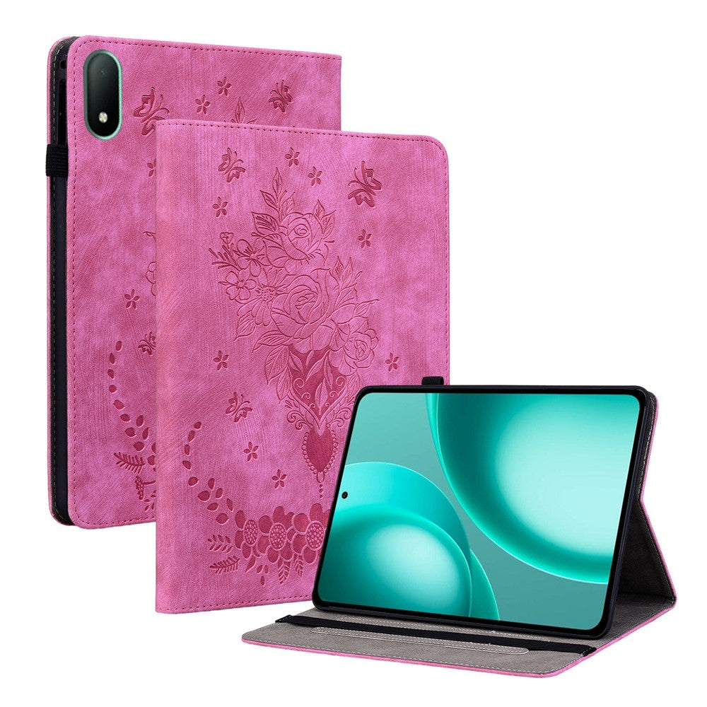 For Oppo Pad Mini Case Card Holder Anti-Scratch Leather Cover Rose Flower Imprint