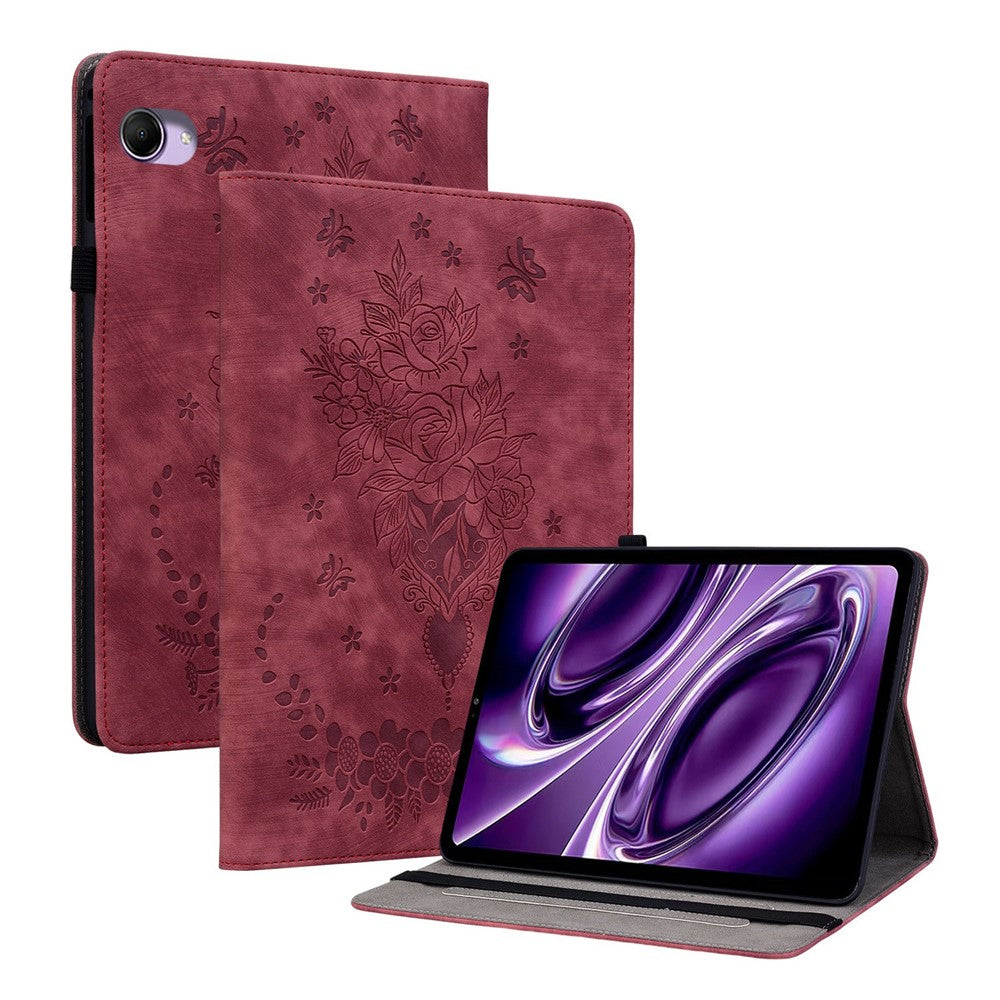 For Xiaomi Redmi K Pad 2 Case Card Holder Anti-Scratch Leather Cover Rose Flower Imprint