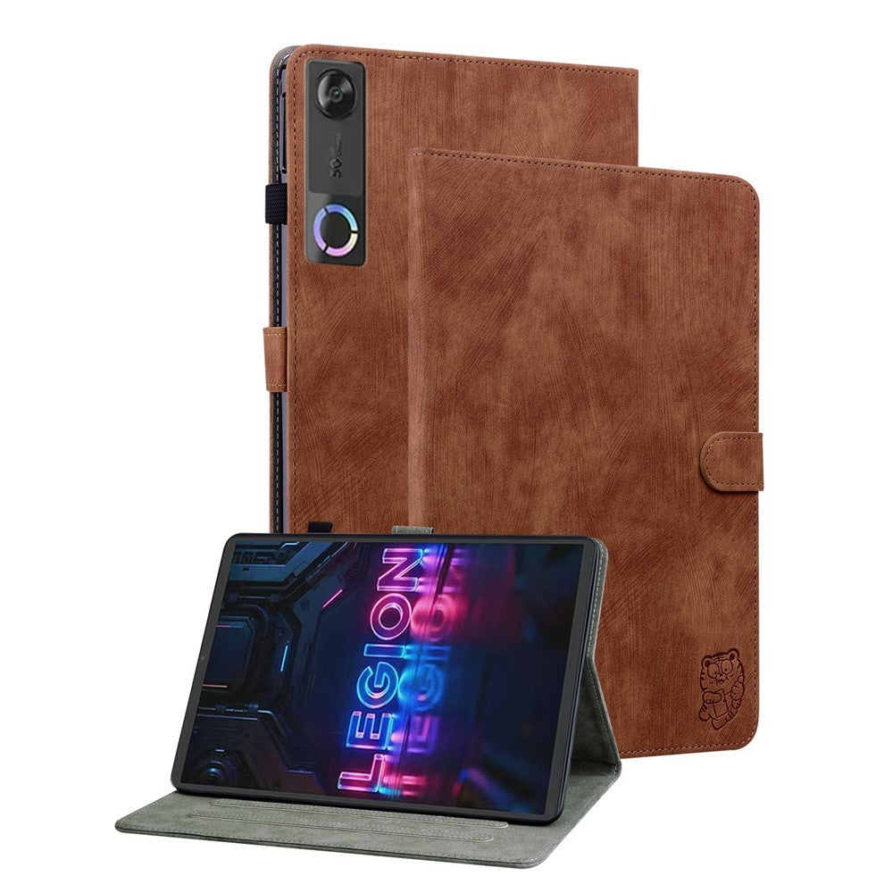 For Lenovo Tab Gen 5 / Legion Y700 (Gen 5) Case Tiger Imprint Anti-Scratch PU Leather Tablet Cover