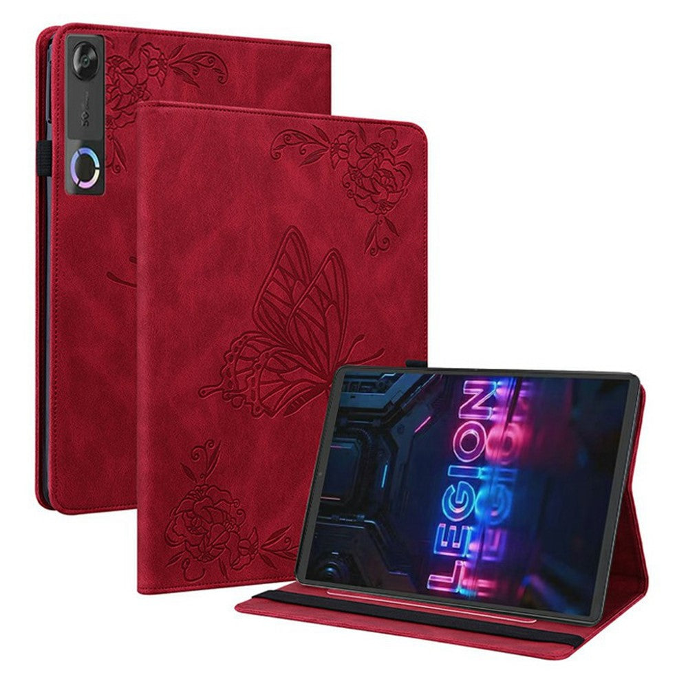 Lenovo Tab Gen 5 / Legion Y700 (Gen 5) Fodral med fjärilsmönster och blommönster i PU-läder med kortplatser