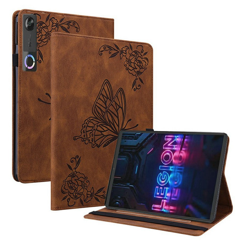 Lenovo Tab Gen 5 / Legion Y700 (Gen 5) Fodral med fjärilsmönster och blommönster i PU-läder med kortplatser