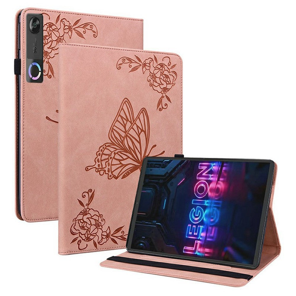 Lenovo Tab Gen 5 / Legion Y700 (Gen 5) Fodral med fjärilsmönster och blommönster i PU-läder med kortplatser