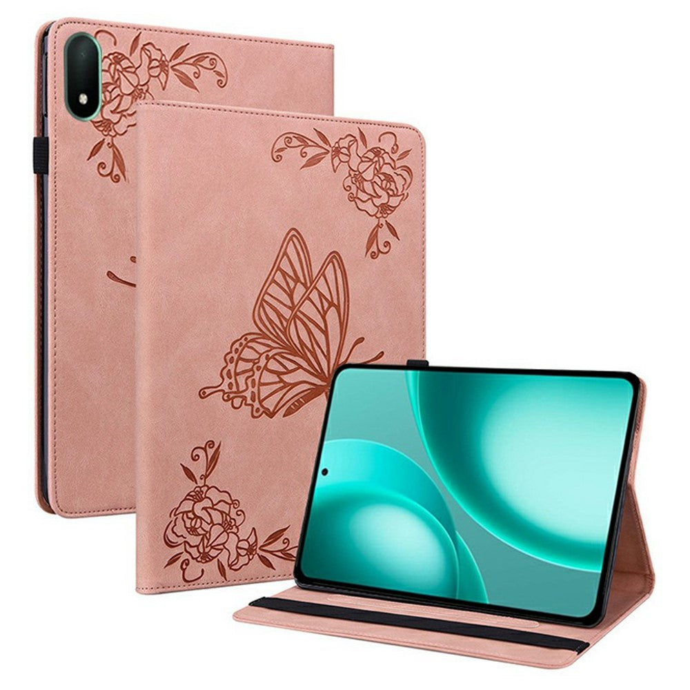 For Oppo Pad Mini Case Butterfly Flower Imprint PU Leather Tablet Cover with Card Slots