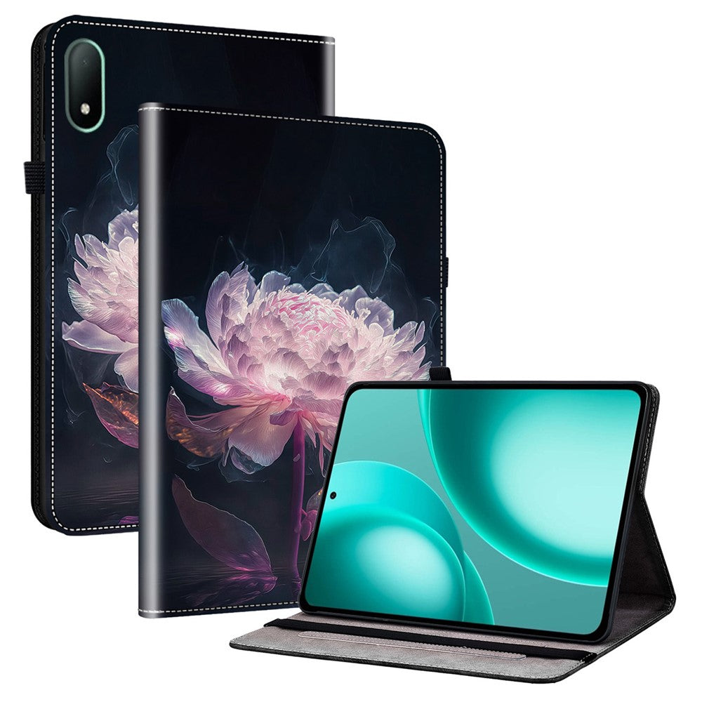 Läderfodral till Oppo Pad Mini med mönstertryck och stativ, surfplatta och kortplatser
