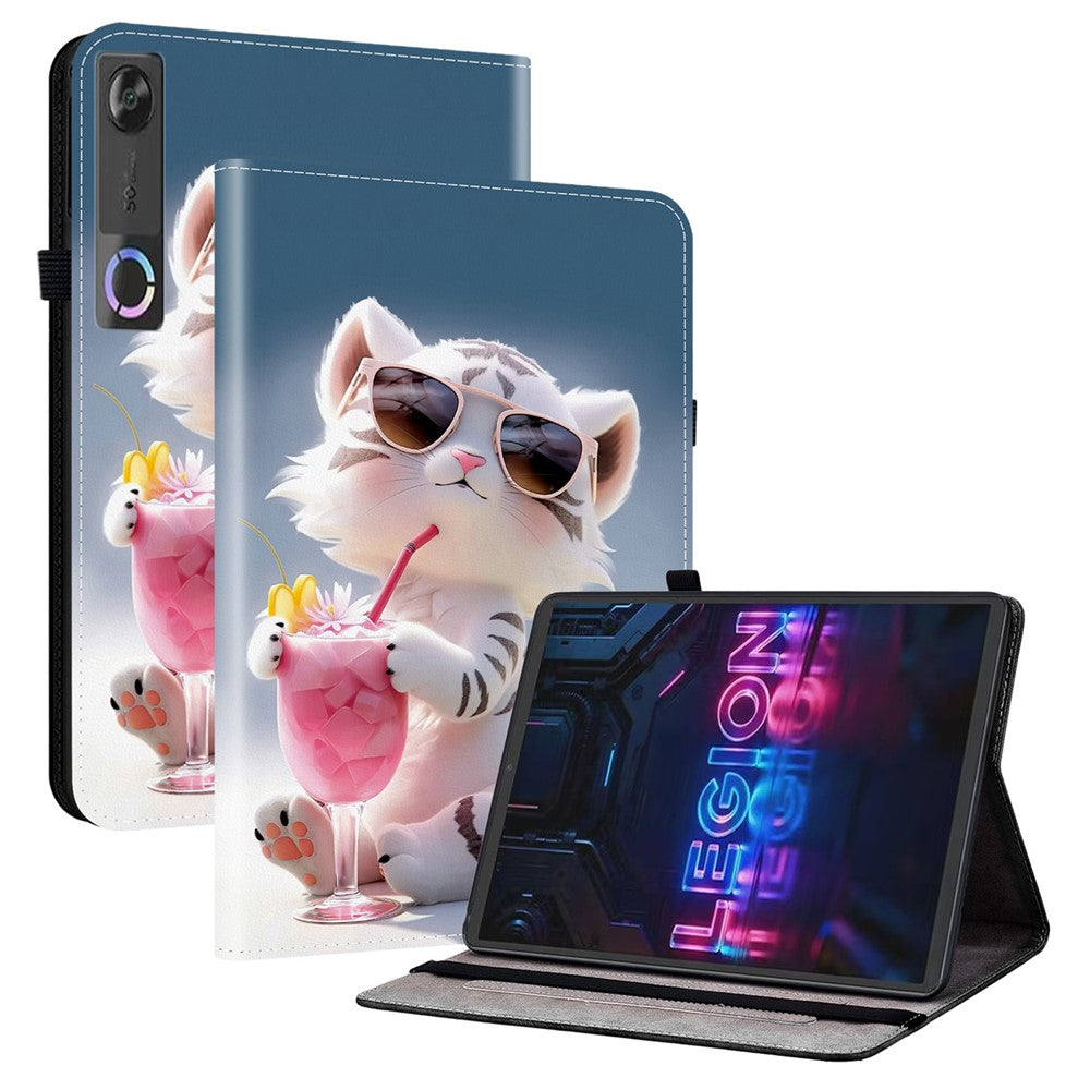 For Lenovo Tab Gen 5 / Legion Y700 (Gen 5) Leather Case Pattern Printed Stand Tablet Cover with Card Slots