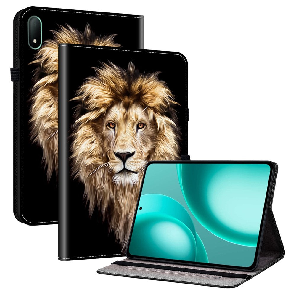 Läderfodral till Oppo Pad Mini med mönstertryck och stativ, surfplatta och kortplatser