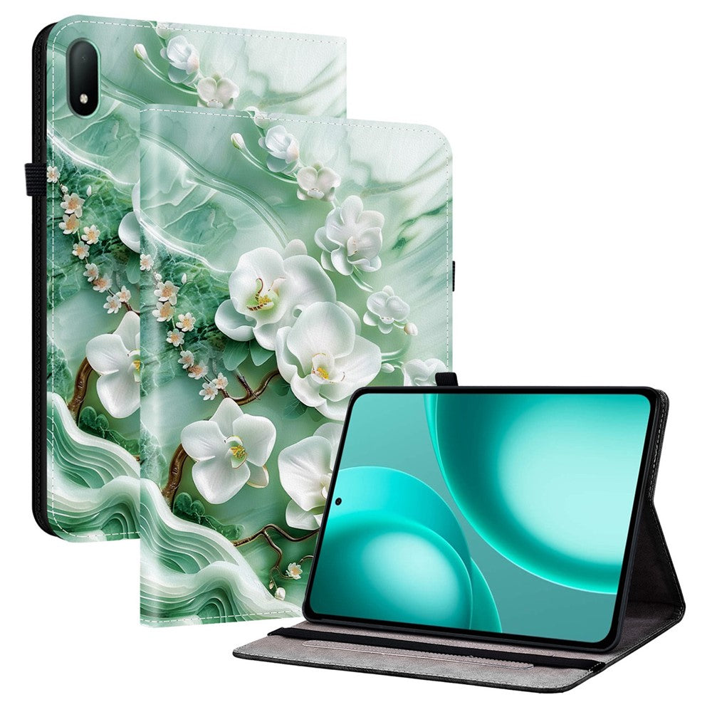 Läderfodral till Oppo Pad Mini med mönstertryck och stativ, surfplatta och kortplatser