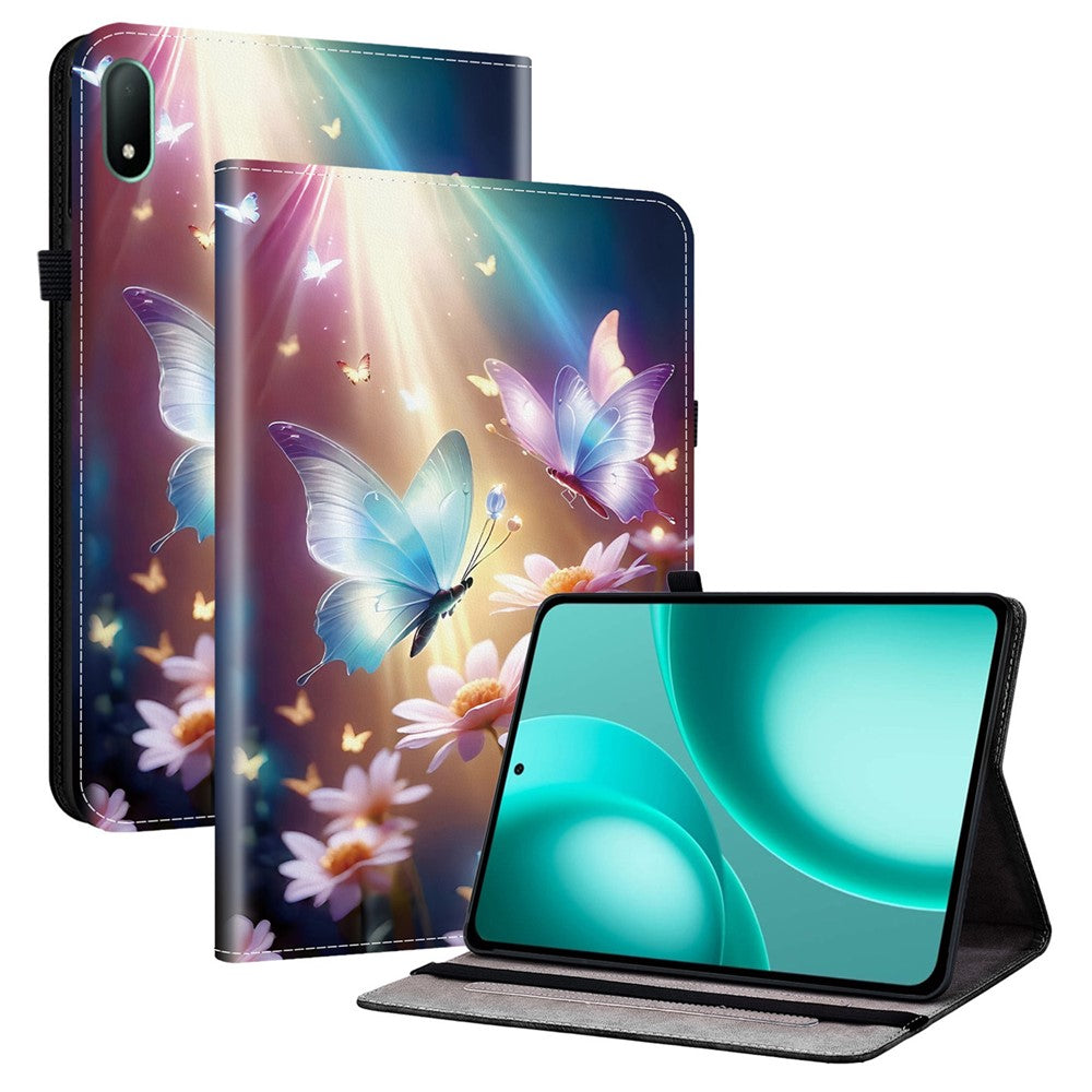 Läderfodral till Oppo Pad Mini med mönstertryck och stativ, surfplatta och kortplatser