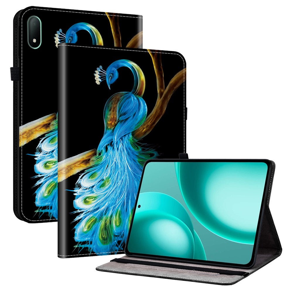 Läderfodral till Oppo Pad Mini med mönstertryck och stativ, surfplatta och kortplatser