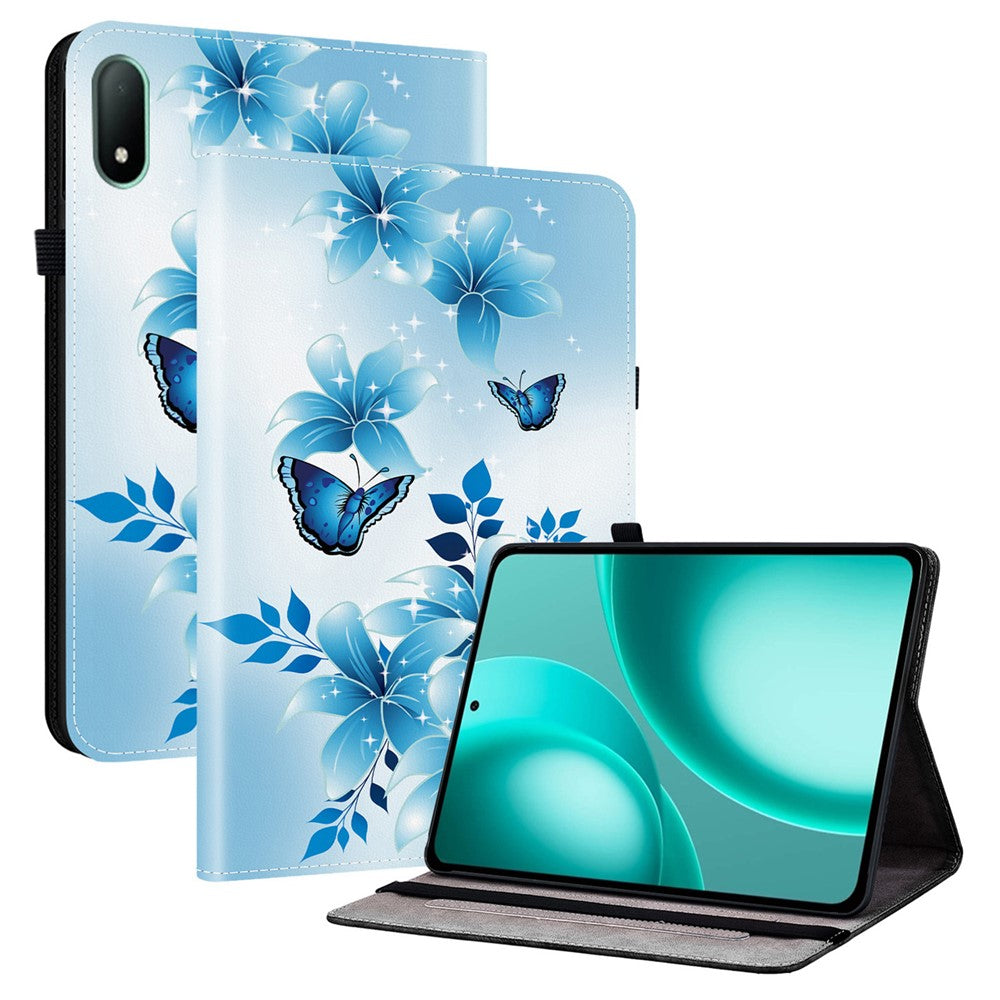 Läderfodral till Oppo Pad Mini med mönstertryck och stativ, surfplatta och kortplatser