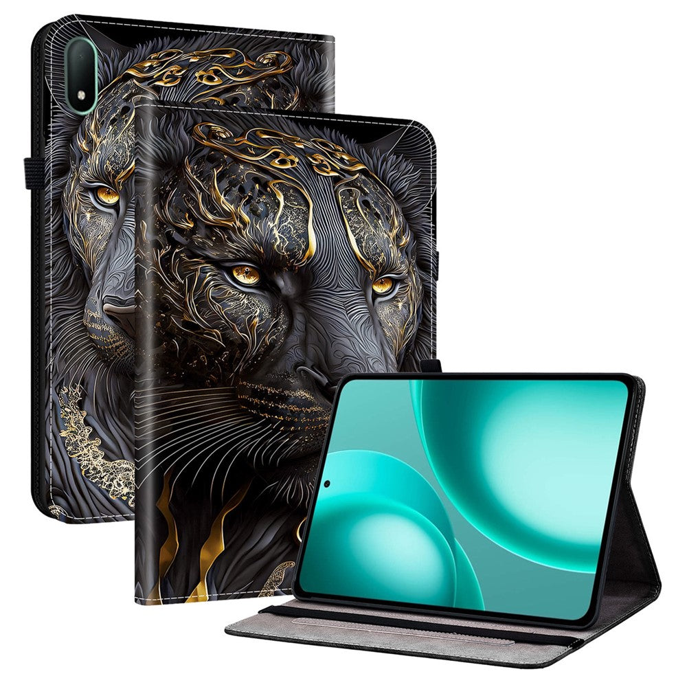 Läderfodral till Oppo Pad Mini Mönstertryckt Stativ Surfplatta med Kortplatser