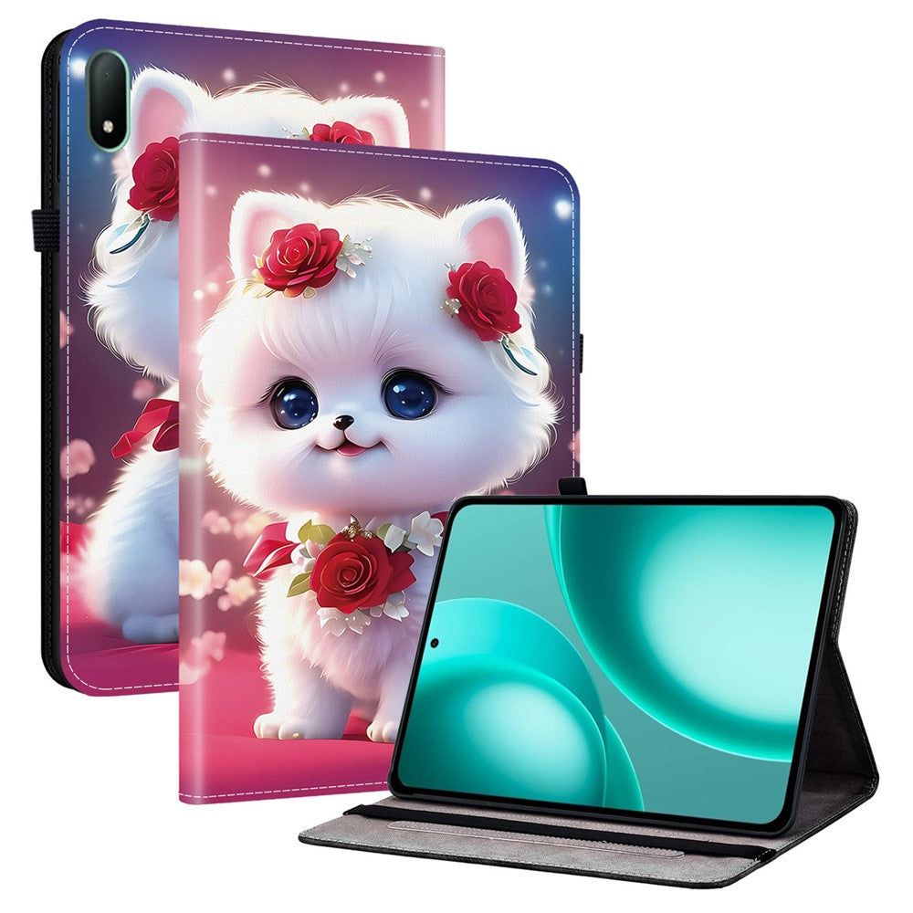 Läderfodral till Oppo Pad Mini Mönstertryckt Stativ Surfplatta med Kortplatser