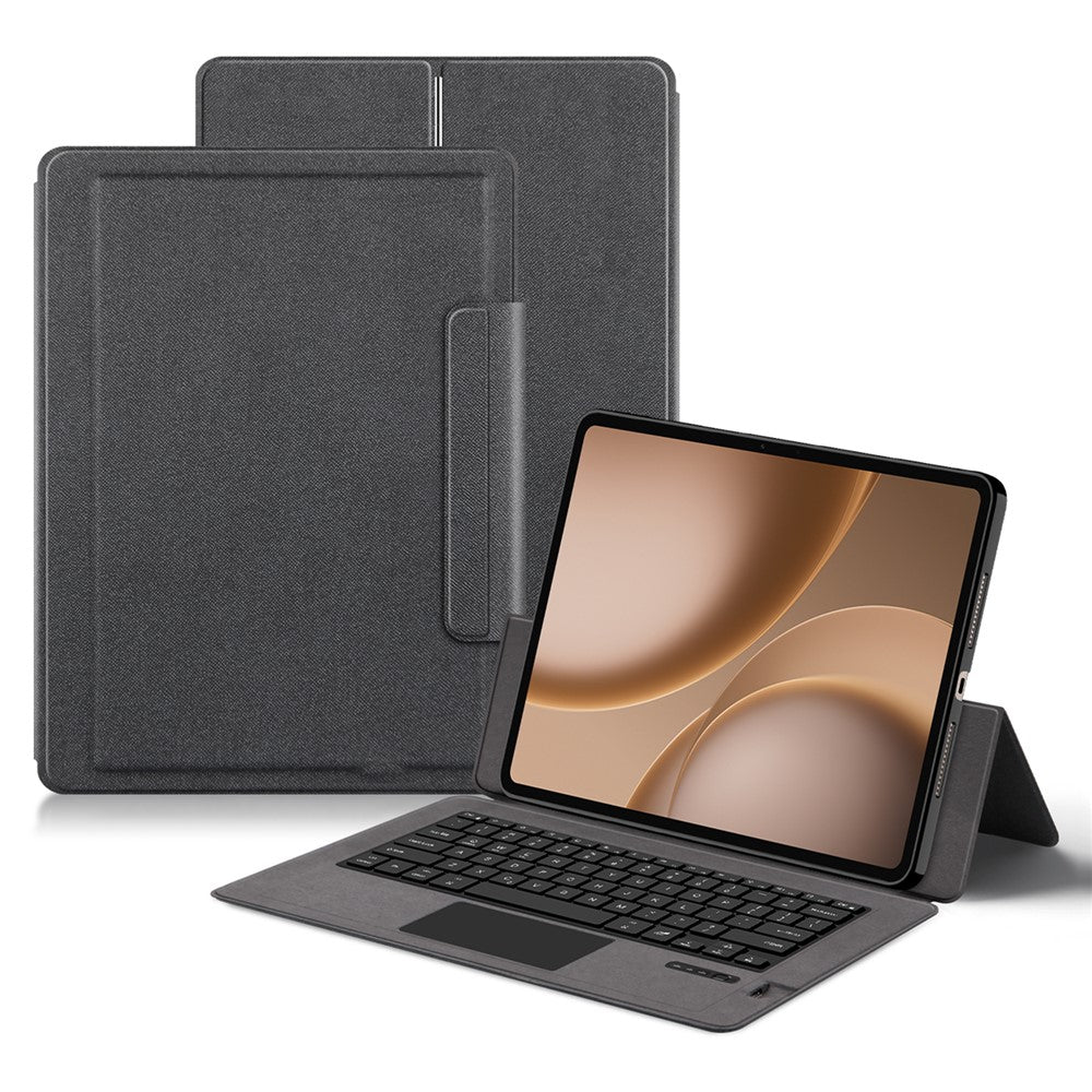 For Oppo Pad 5 Pro Leather Case + Touchpad Bluetooth-Compatible Keyboard (without Backlit)