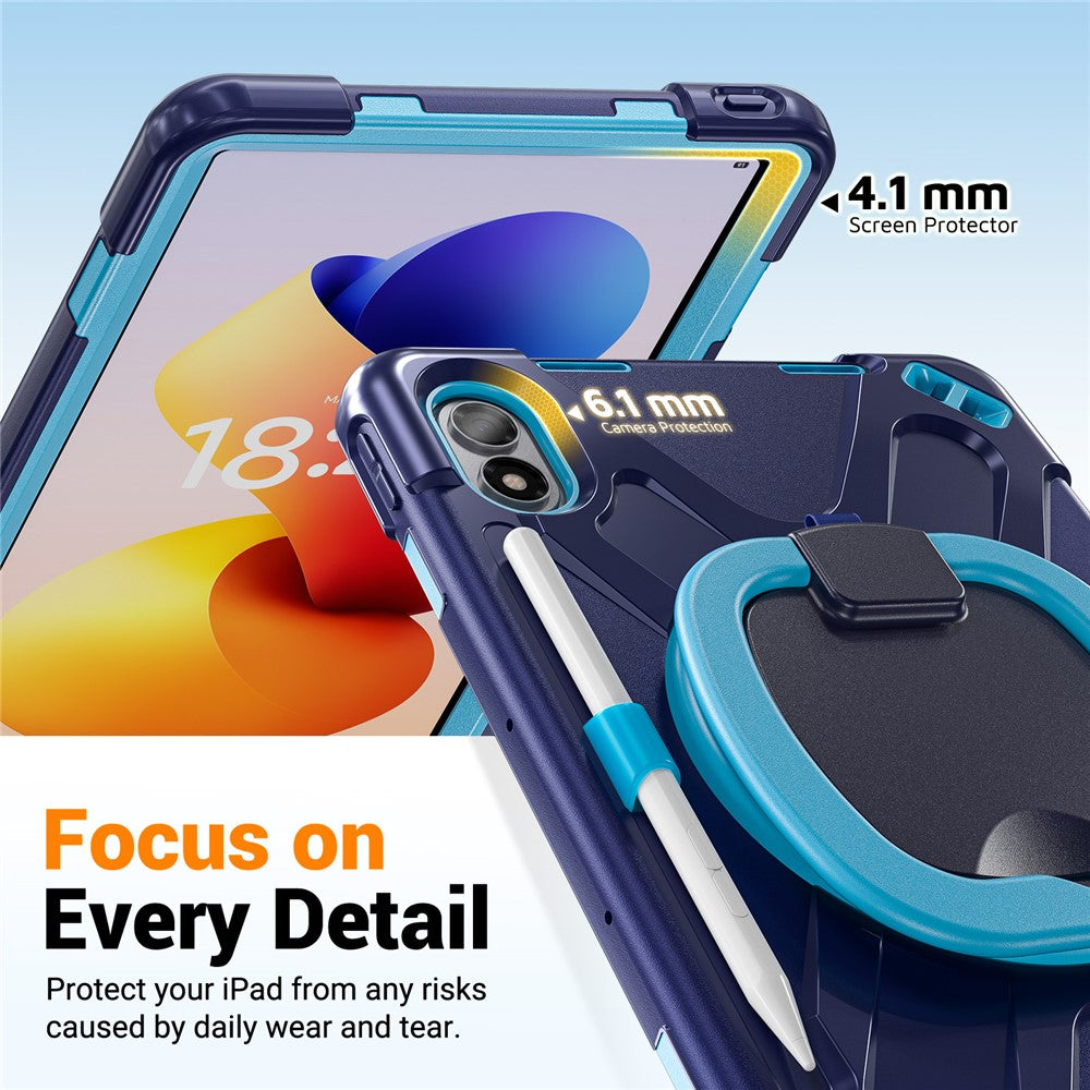 For Xiaomi Redmi Pad 2 Pro Case TPU + PC + Silicone Tablet Cover Swivel Kickstand Handle Grip
