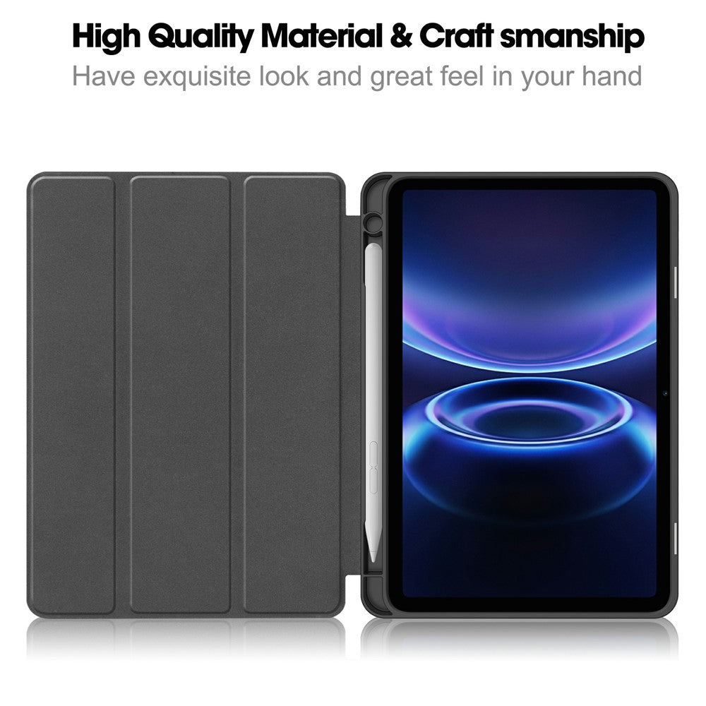 Til Xiaomi Redmi Pad 2 SE / Pad 2 9.7 Etui Trefoldbart Stativ Læder Tablet Cover med Kulfibertekstur og Penholder