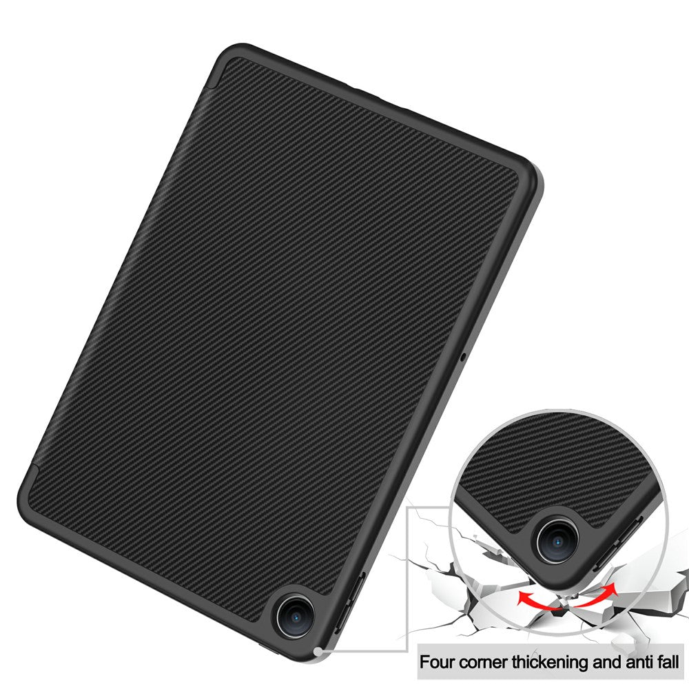 For Xiaomi Redmi Pad 2 SE / Pad 2 9.7 Case Trifold Stand Carbon Fiber Texture Leather Tablet Cover with Pen Slot